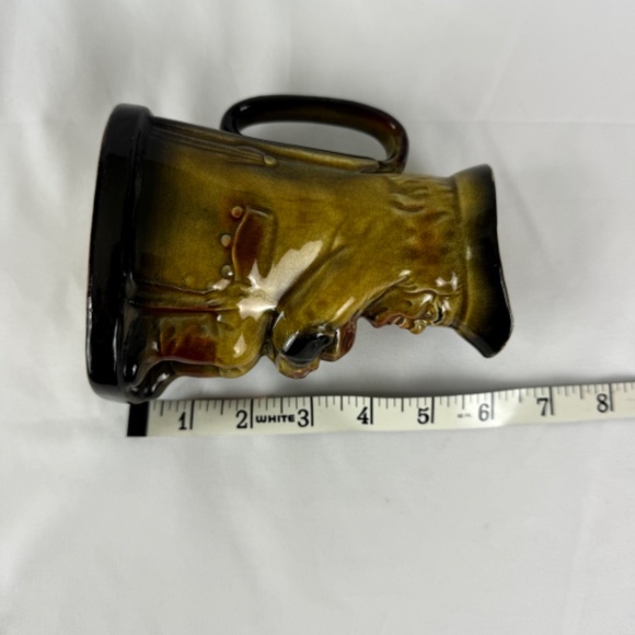 Vintage Sitting Lord Nelson Toby Jug Yellow Brown Glaze Holding Ale Handle - Picture 8 of 13